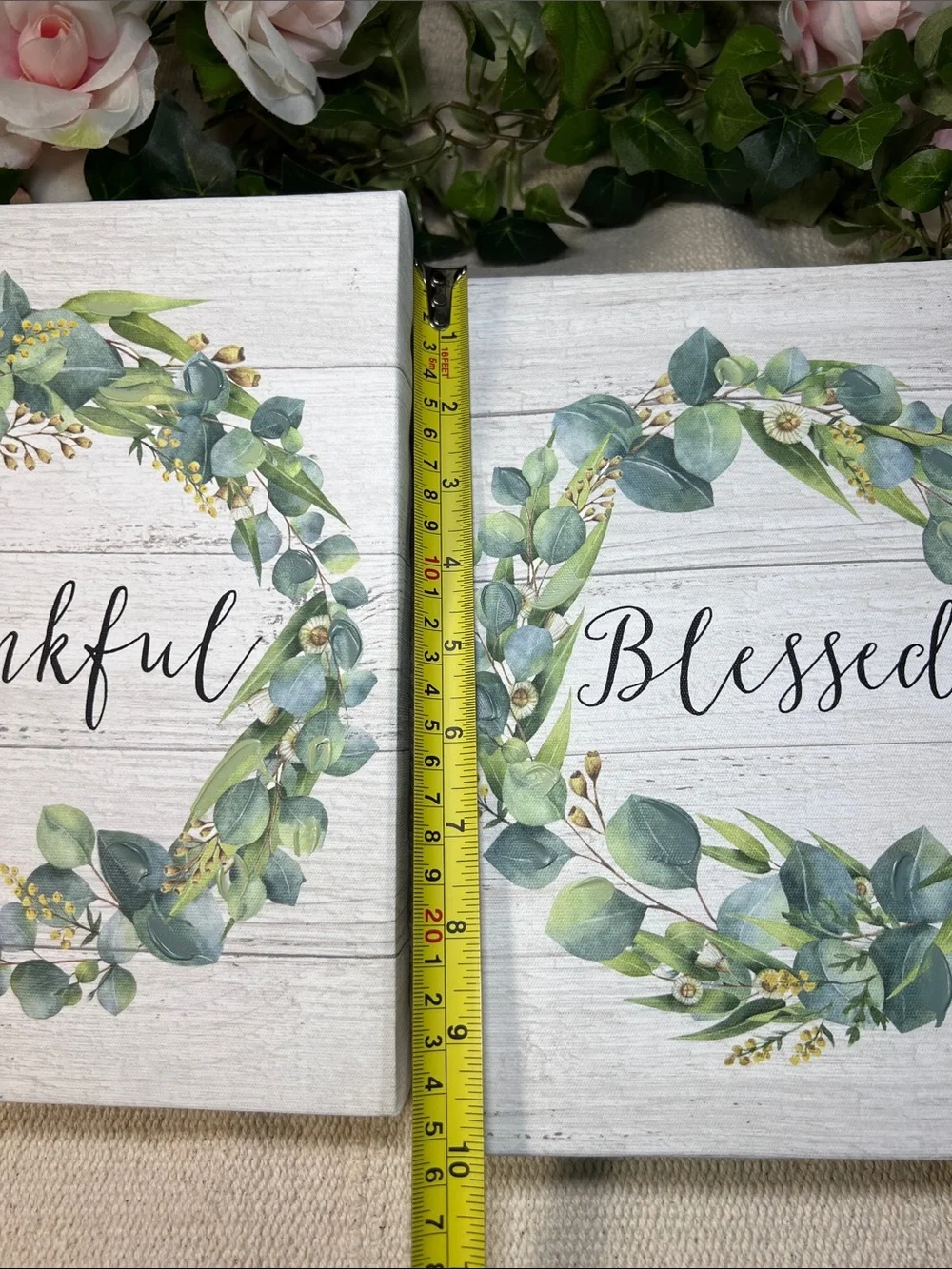 🌻Thankful & Blessed Green Wreath Wall Art - Home Holiday Décor